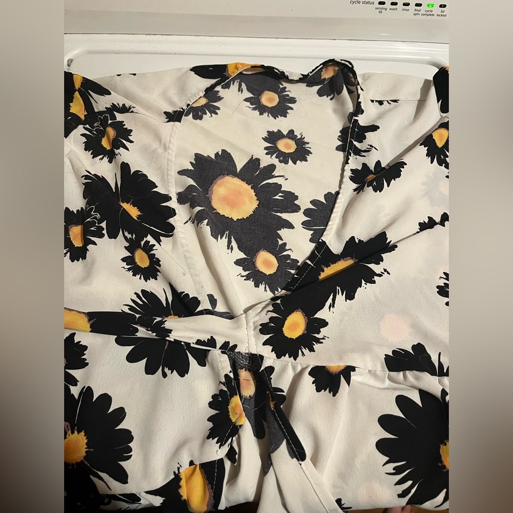 Rosegal Black and Yellow Floral Blouse